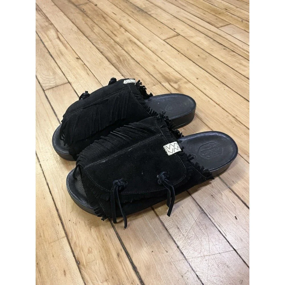 VISVIM Christo Shaman-Folk Black Suede Tassel  Sandals Size XL